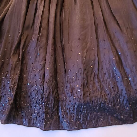 Eileen Fisher Women's Java Brown Rumpled Silk Sequined Dress Size XS - Picture 6 of 15